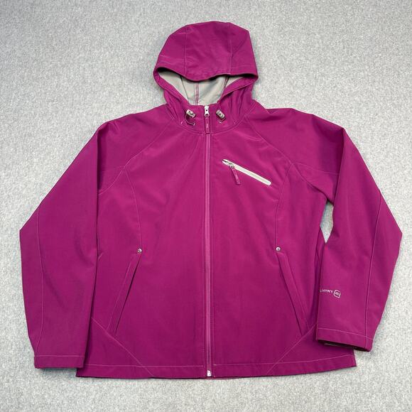 Free Country Jacket WMNS L Fuchsia Pink Zip Up Hooded Lightweight Coat Overcoat - Picture 1 of 9